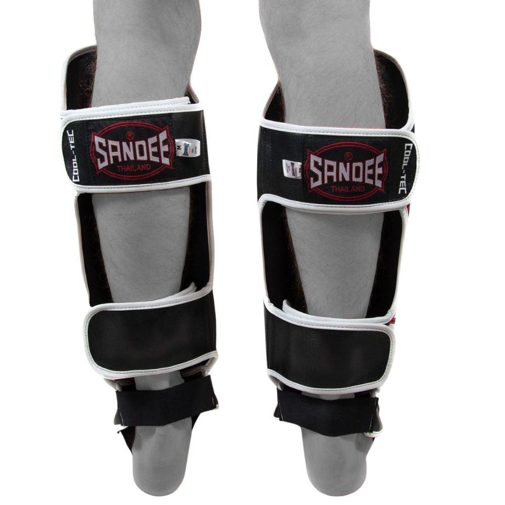Sandee Cool-Tec Leather Shin Guards - Black/Red