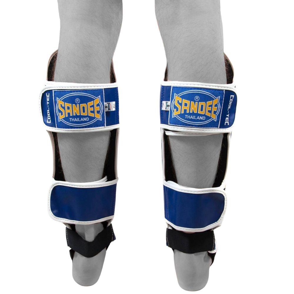 Sandee Cool-Tec Leather Shin Guards - Blue/Yellow