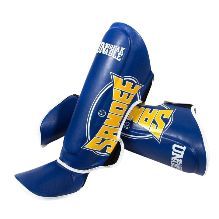 Sandee Cool-Tec Leather Shin Guards - Blue/Yellow