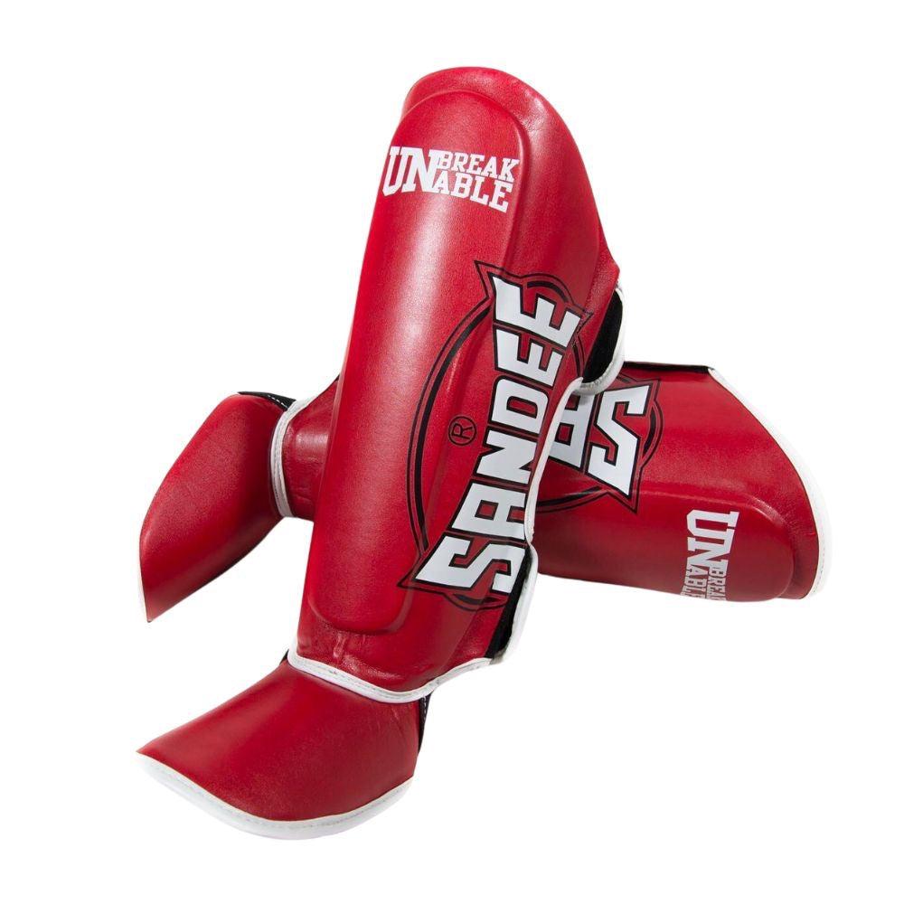 Sandee Cool-Tec Leather Shin Guards - Red/White