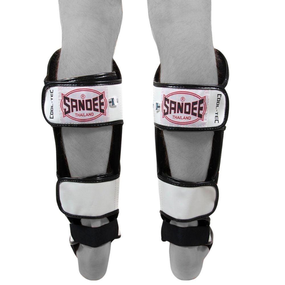 Sandee Cool-Tec Leather Shin Guards - White/Black