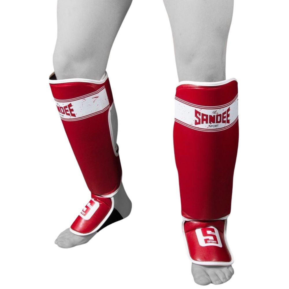 Sandee Sport Slim Shin Guards - Red/White