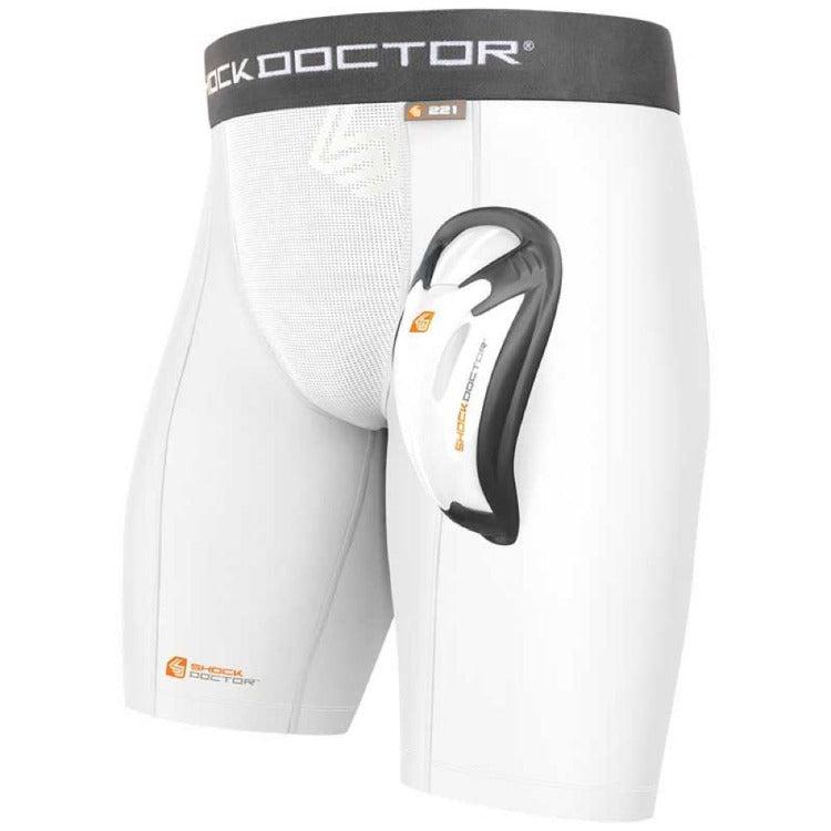 Shock Doctor Compression Shorts With Bio Flex Cup - White