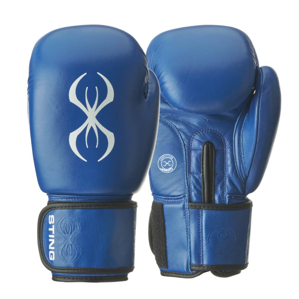 Sting World Boxing Competition Approved Leather Boxing Gloves - Blue-Sting