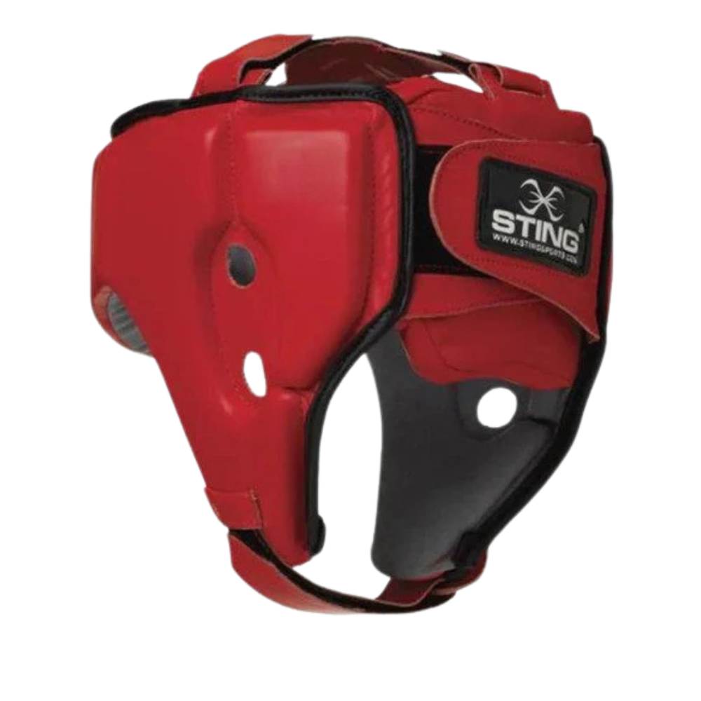 Sting World Boxing Competition Approved Head Guard - Red-Sting