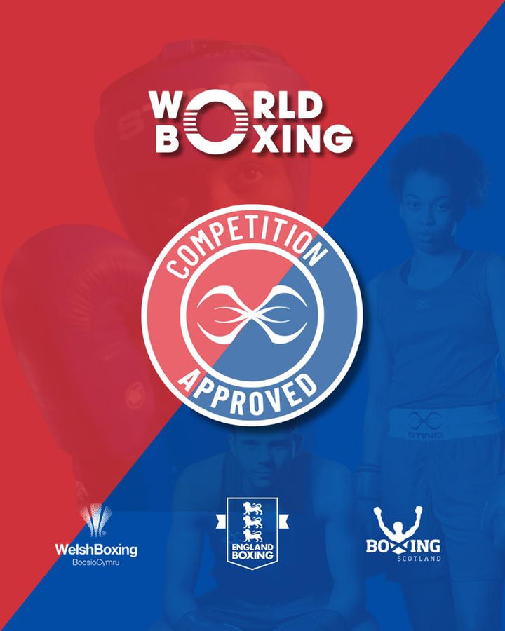 Sting World Boxing Competition Approved Leather Boxing Gloves - Red-Sting