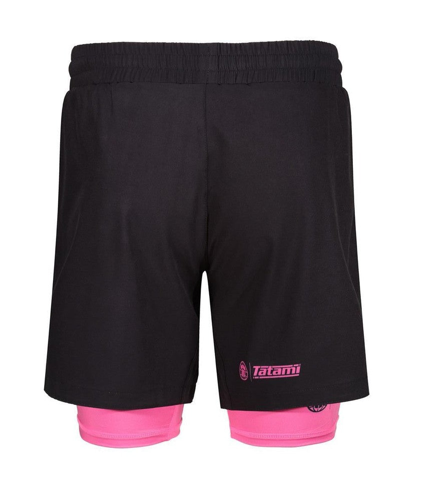 Tatami Dual Layer Grappling Shorts - Black/Pink-FEUK