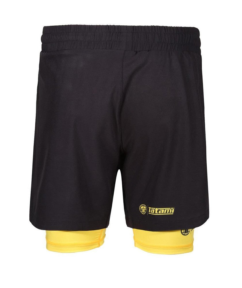 Tatami Dual Layer Grappling Shorts - Black/Yellow-FEUK