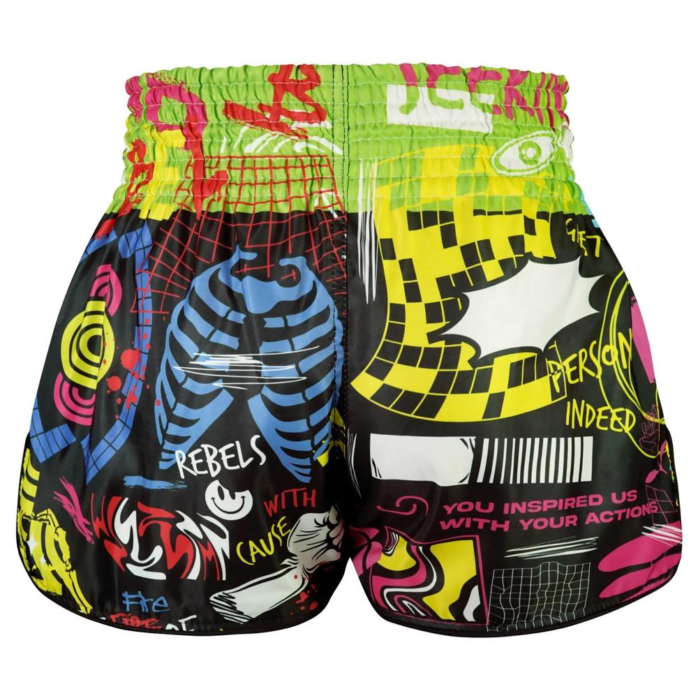 TUFF Neon Graffiti Muay Thai Shorts – Retro Thai Cut – Fight