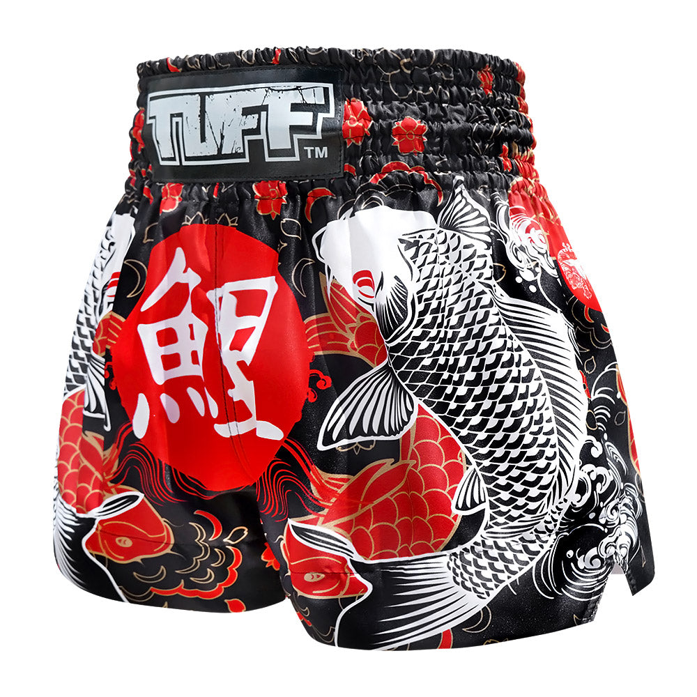 TUFF Muay Thai Shorts - Black Japanese Koi