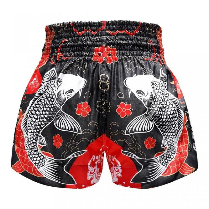 TUFF Muay Thai Shorts - Black Japanese Koi