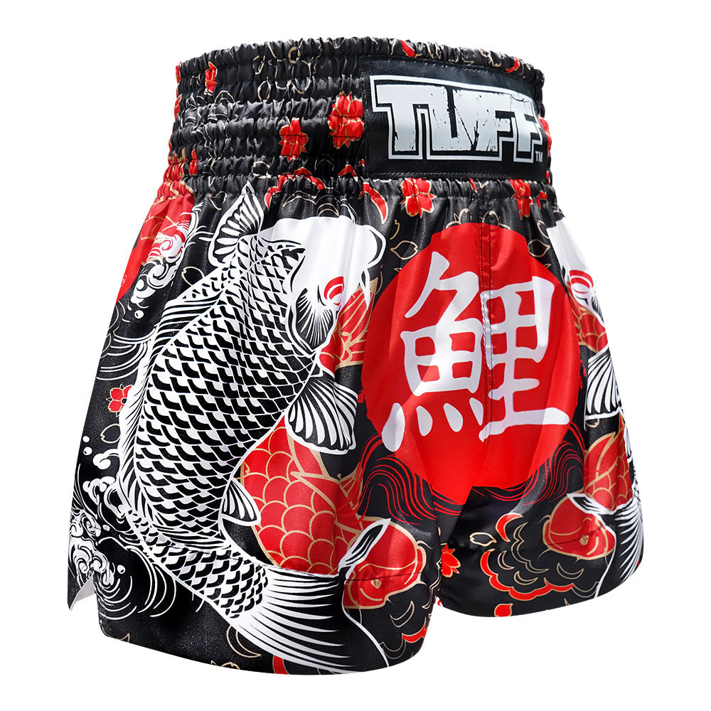 TUFF Muay Thai Shorts - Black Japanese Koi