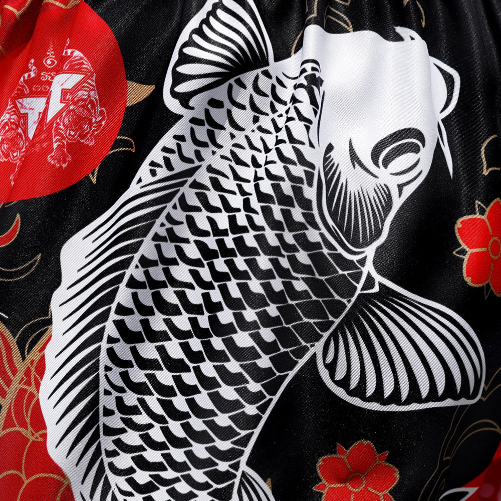TUFF Muay Thai Shorts - Black Japanese Koi