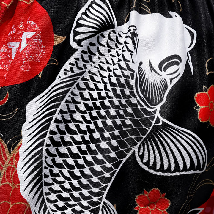 TUFF Muay Thai Shorts - Black Japanese Koi