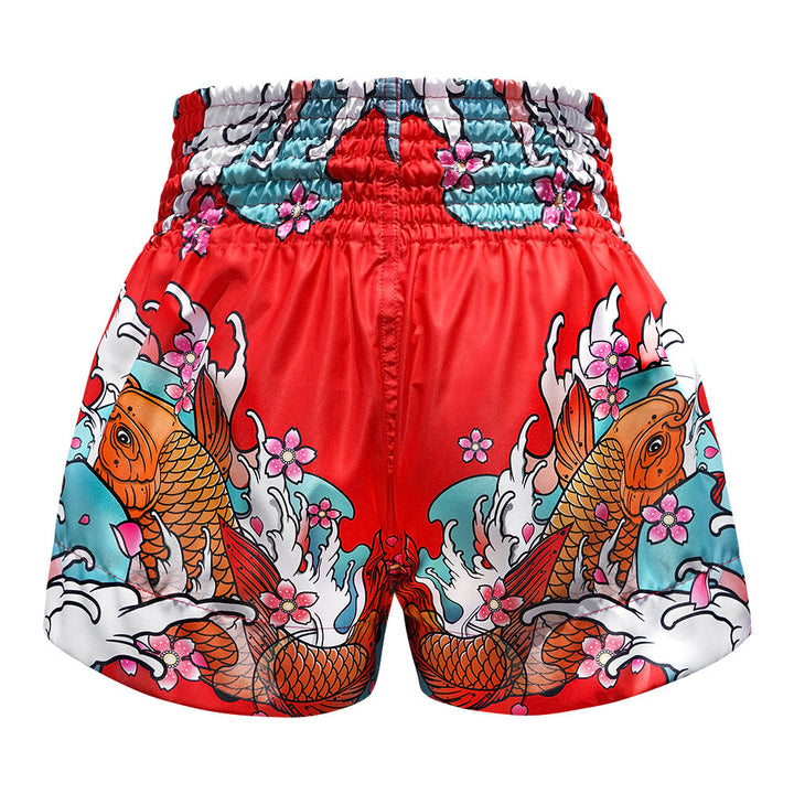 TUFF Muay Thai Shorts - Red Japanese Koi