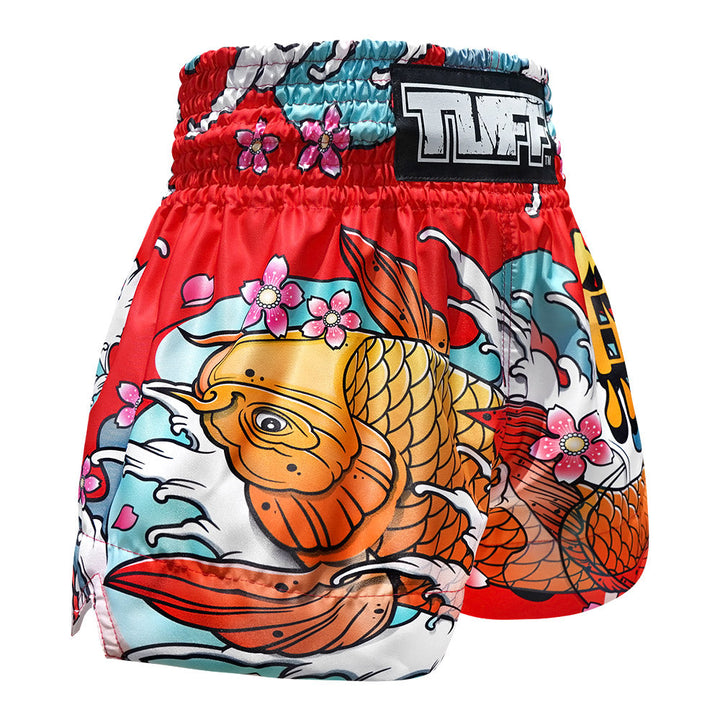 TUFF Muay Thai Shorts - Red Japanese Koi