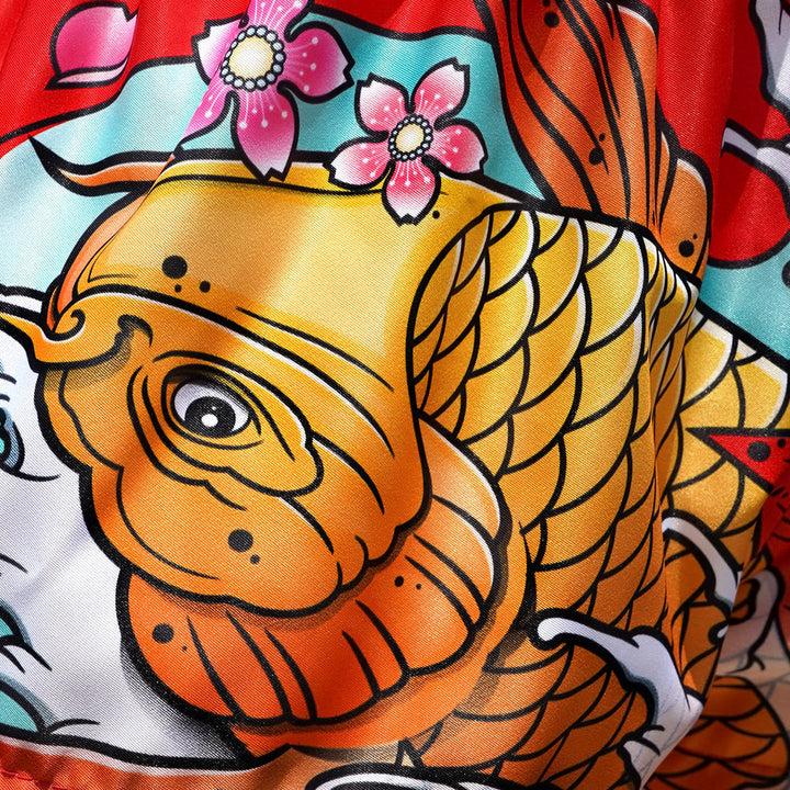 TUFF Muay Thai Shorts - Red Japanese Koi