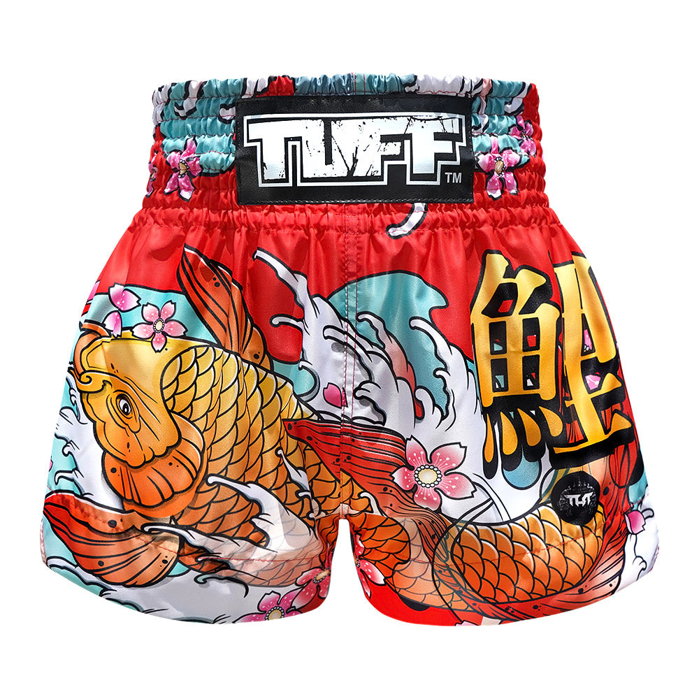 TUFF Muay Thai Shorts - Red Japanese Koi