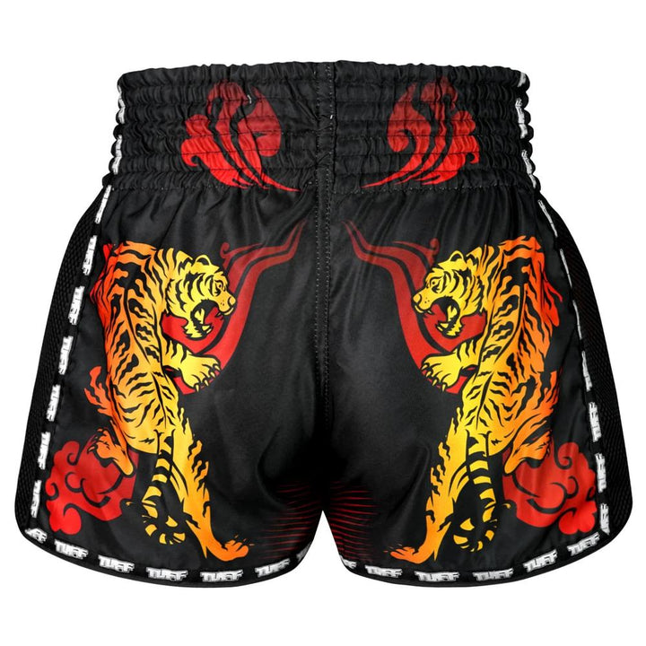 TUFF Retro Muay Thai Shorts - Black Cruel Tiger