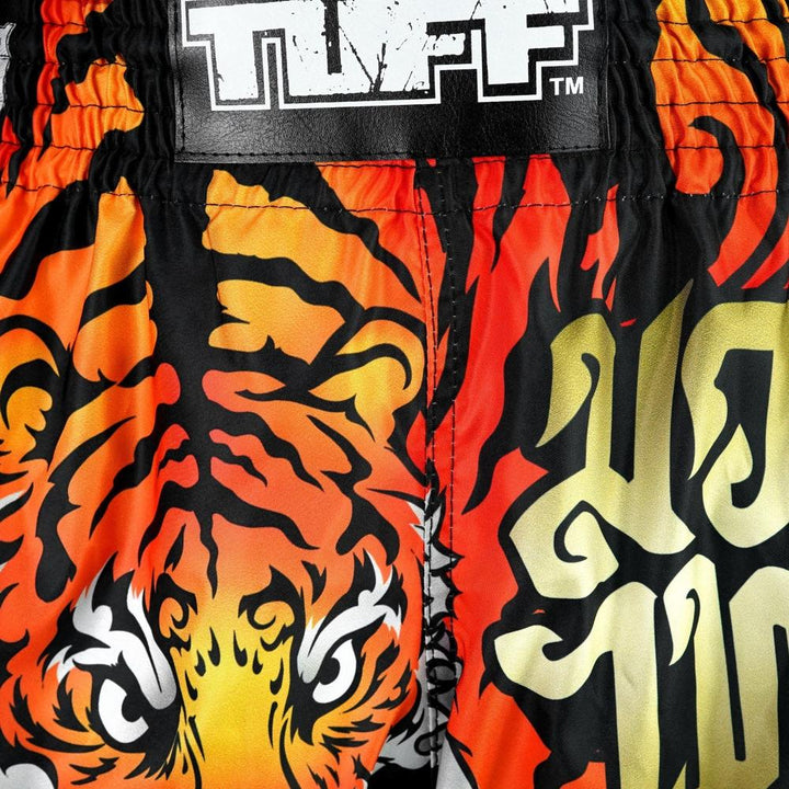 TUFF Retro Muay Thai Shorts - Black Cruel Tiger