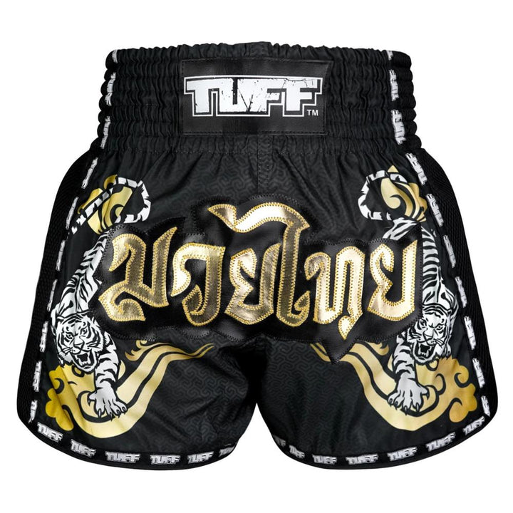 TUFF Retro Muay Thai Shorts - Black Double Tiger