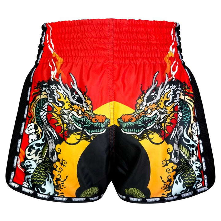 TUFF Retro Muay Thai Shorts - Red Chinese Dragon and Tiger
