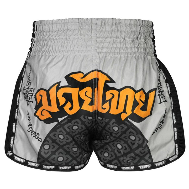 TUFF Retro Muay Thai Shorts - Grey Hanuman Yantra