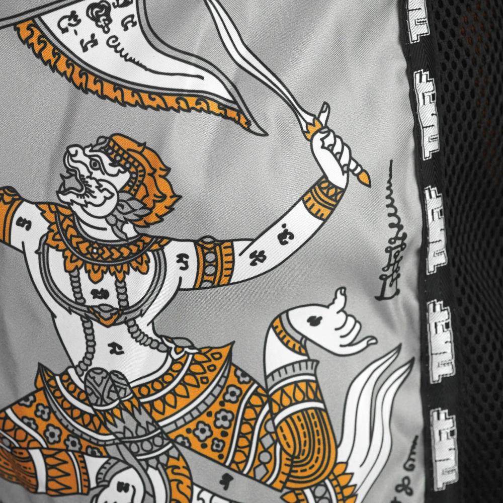 TUFF Retro Muay Thai Shorts - Grey Hanuman Yantra