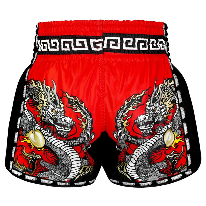 TUFF Retro Muay Thai Shorts - Red Chinese Dragon