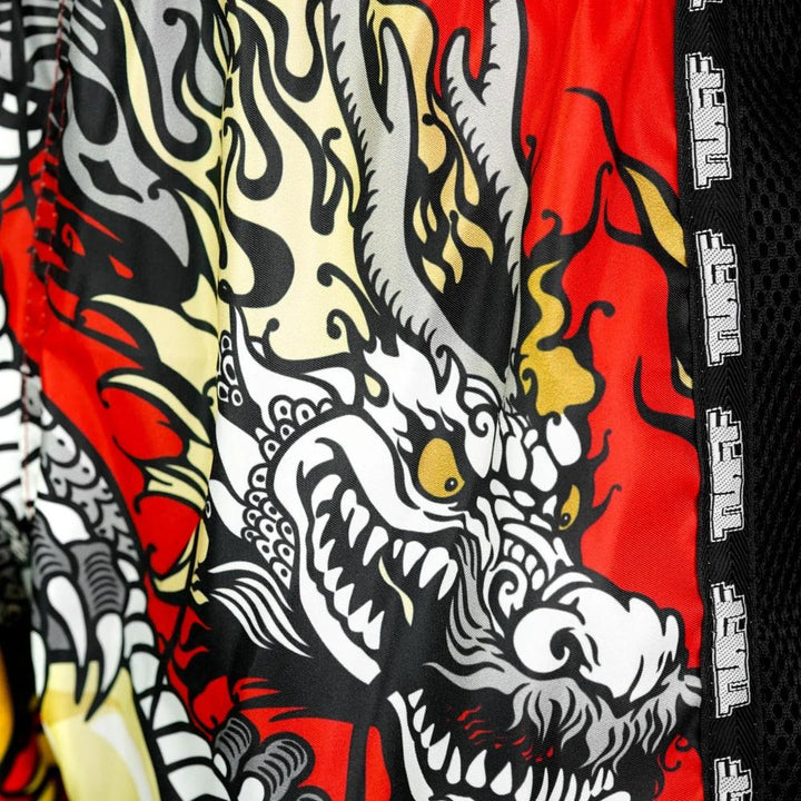 TUFF Retro Muay Thai Shorts - Red Chinese Dragon