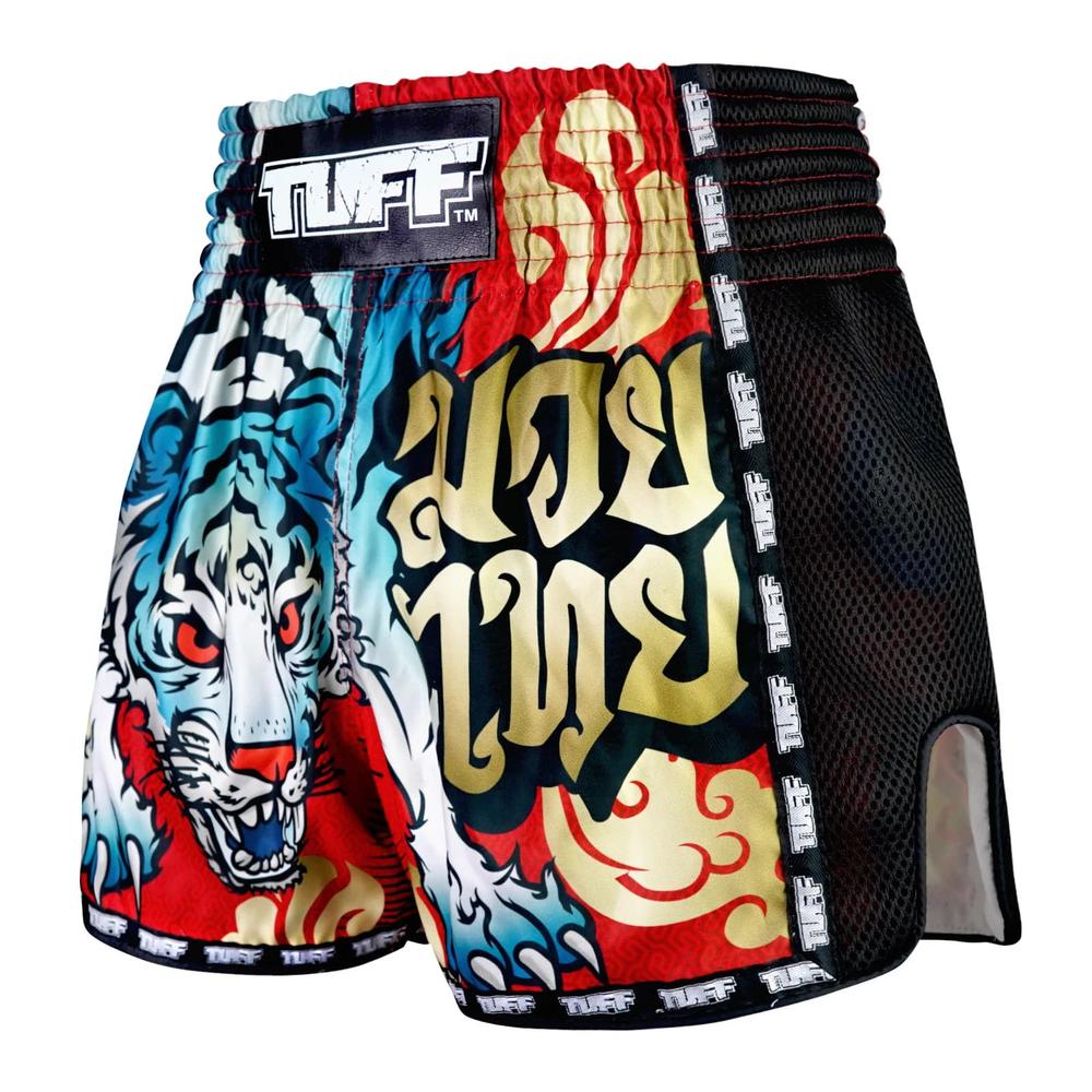 TUFF Retro Muay Thai Shorts - Red Cruel Tiger