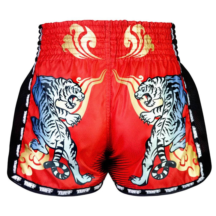 TUFF Retro Muay Thai Shorts - Red Cruel Tiger