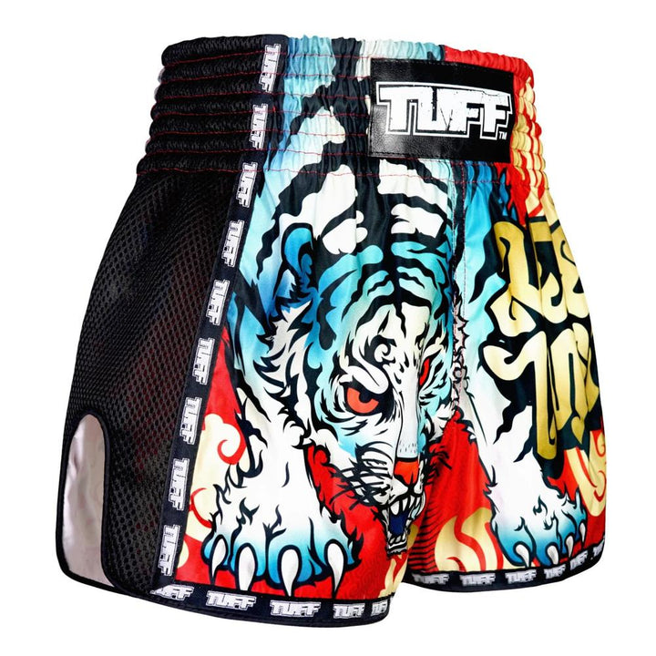 TUFF Retro Muay Thai Shorts - Red Cruel Tiger