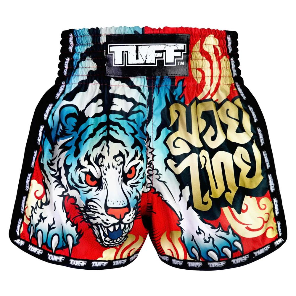 TUFF Retro Muay Thai Shorts - Red Cruel Tiger