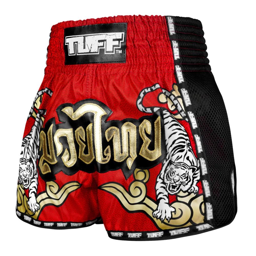 TUFF Retro Muay Thai Shorts - Red Double Tiger