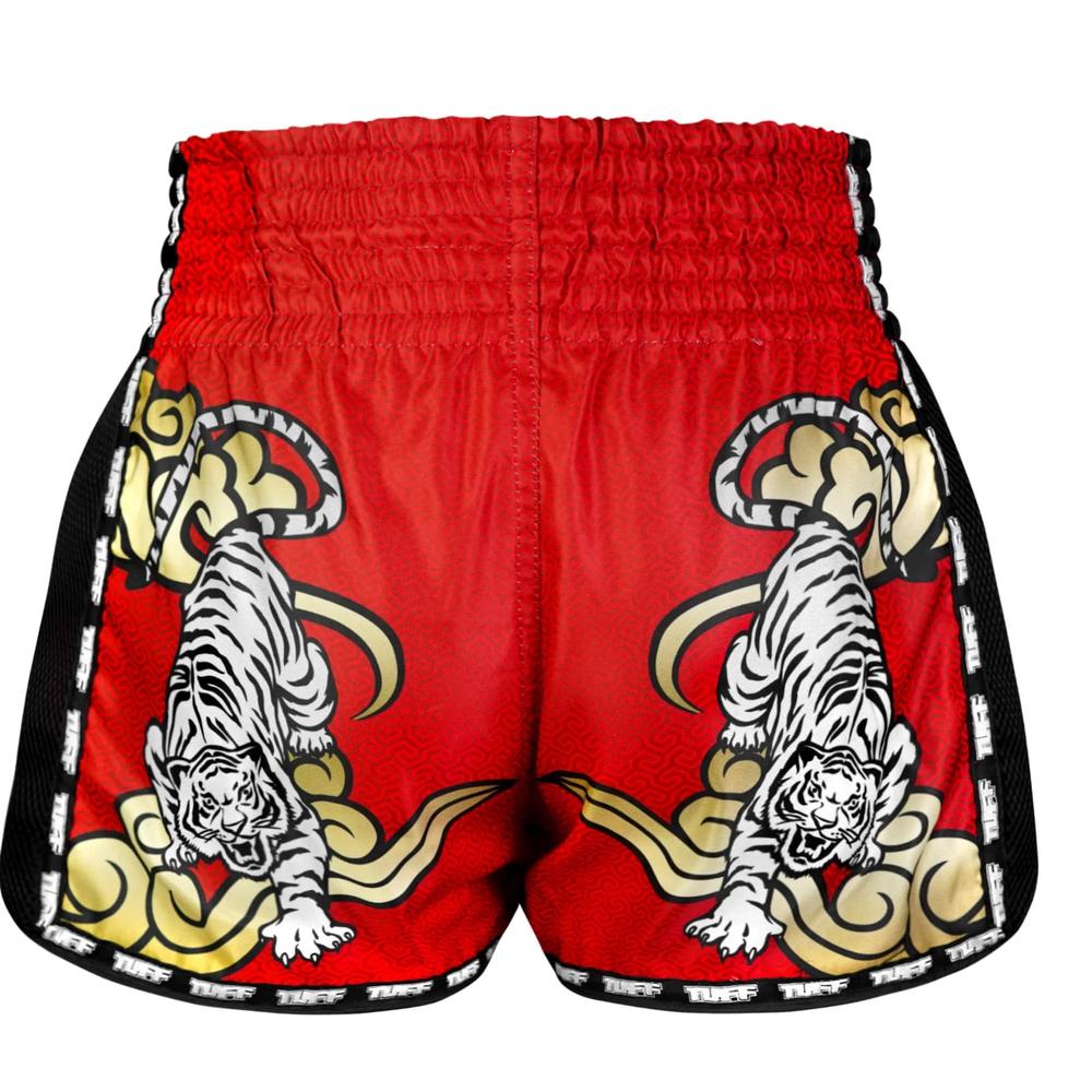 TUFF Retro Muay Thai Shorts - Red Double Tiger