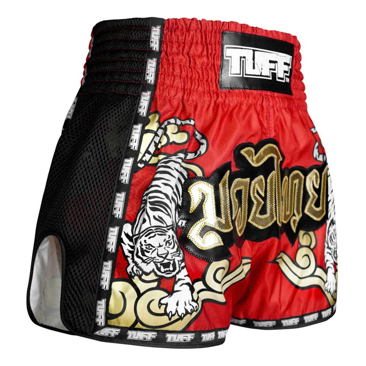 TUFF Retro Muay Thai Shorts - Red Double Tiger