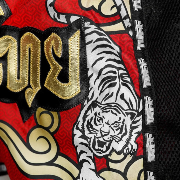 TUFF Retro Muay Thai Shorts - Red Double Tiger