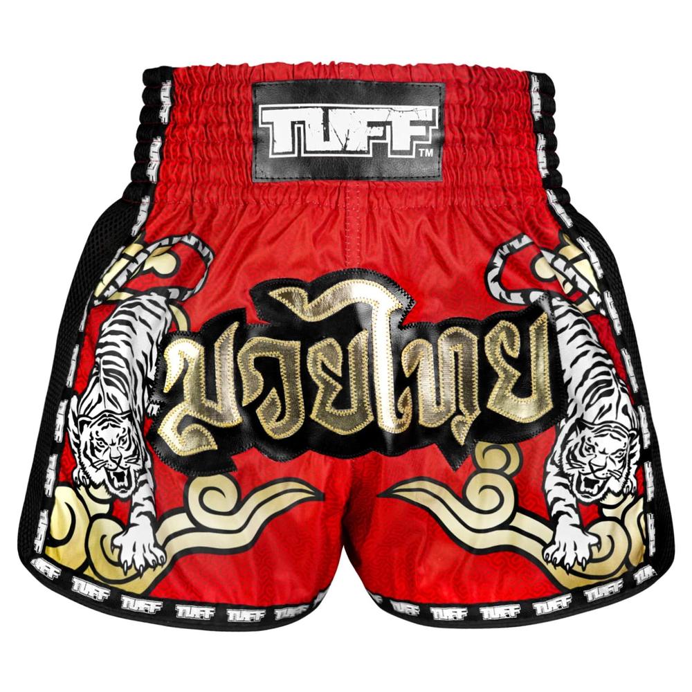 TUFF Retro Muay Thai Shorts - Red Double Tiger