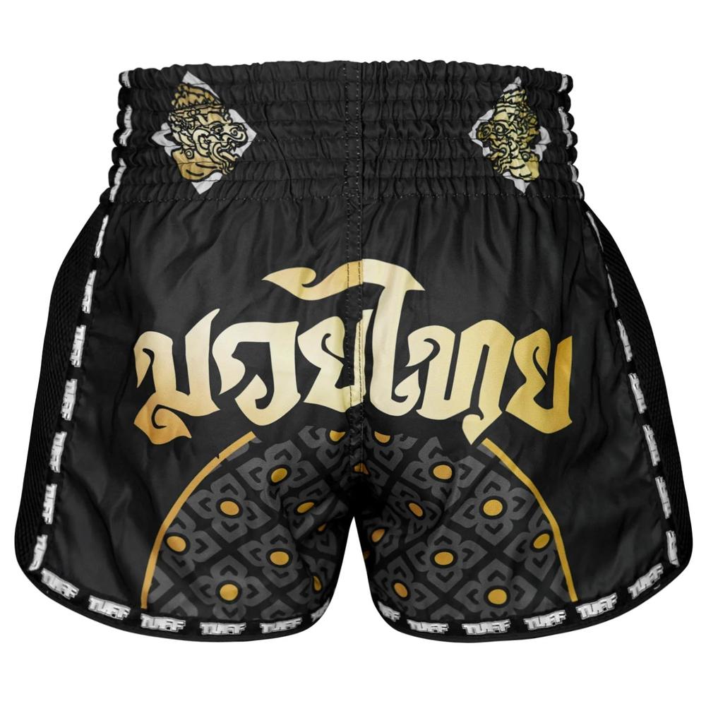 TUFF Retro Muay Thai Shorts - Black Singha Yantra