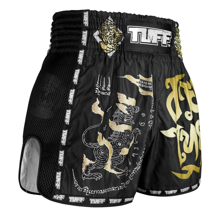 TUFF Retro Muay Thai Shorts - Black Singha Yantra