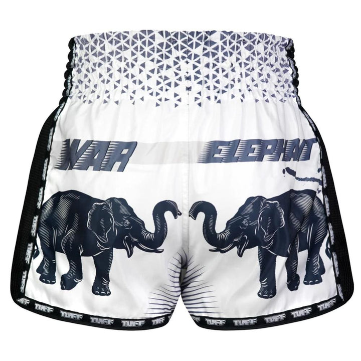 TUFF Retro Muay Thai Shorts - White War Elephant