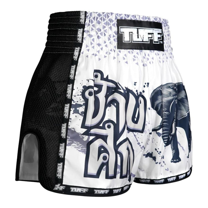TUFF Retro Muay Thai Shorts - White War Elephant