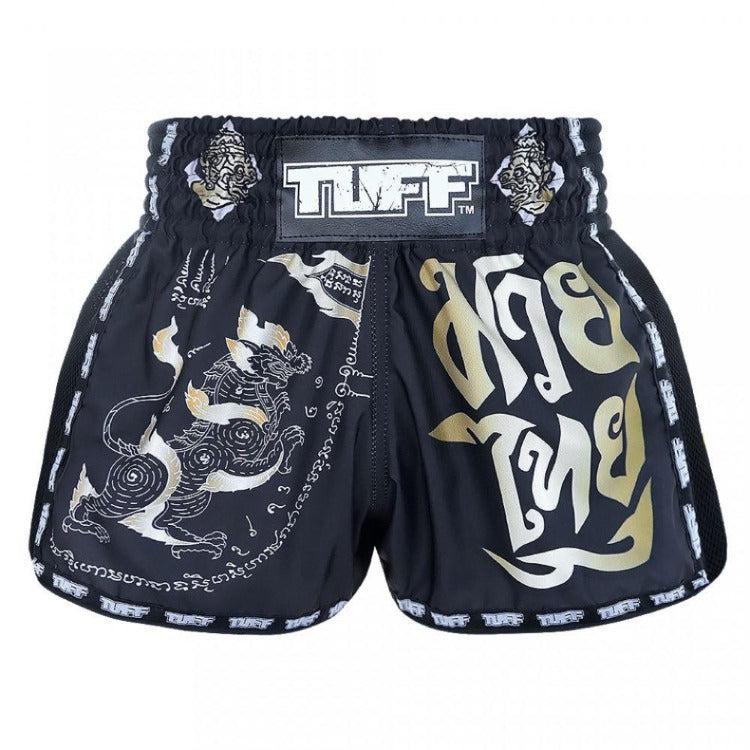 TUFF Retro Muay Thai Shorts - Black Singha Yantra