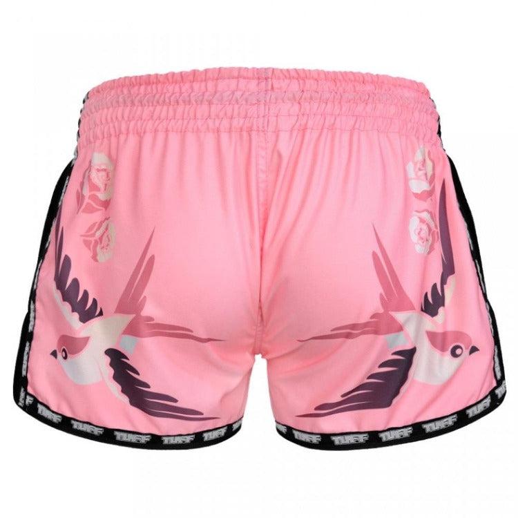 TUFF Retro Muay Thai Shorts - Pink Birds and Roses