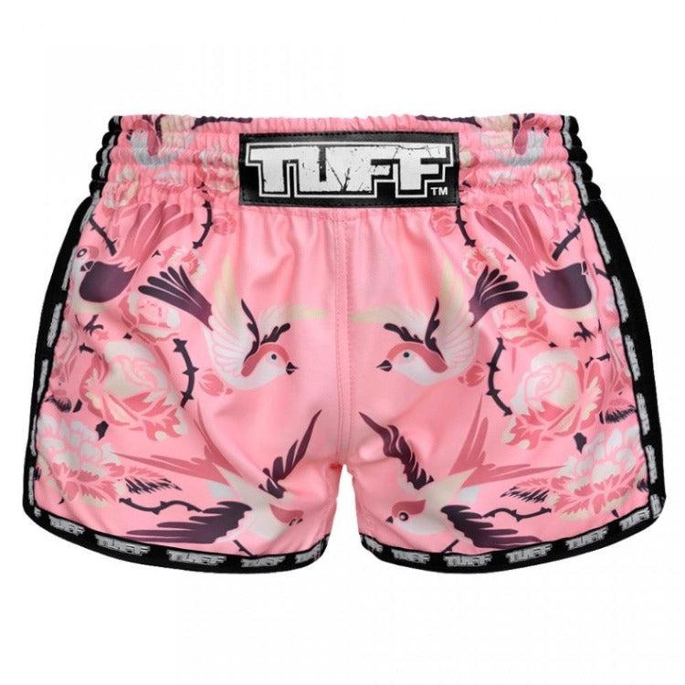 TUFF Retro Muay Thai Shorts - Pink Birds & Roses