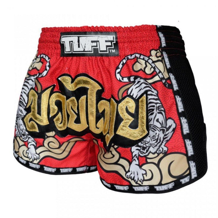 TUFF Retro Muay Thai Shorts - Red Double Tiger