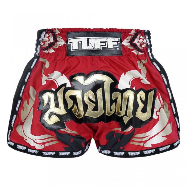 TUFF Retro Muay Thai Shorts - Red Thai Yantra