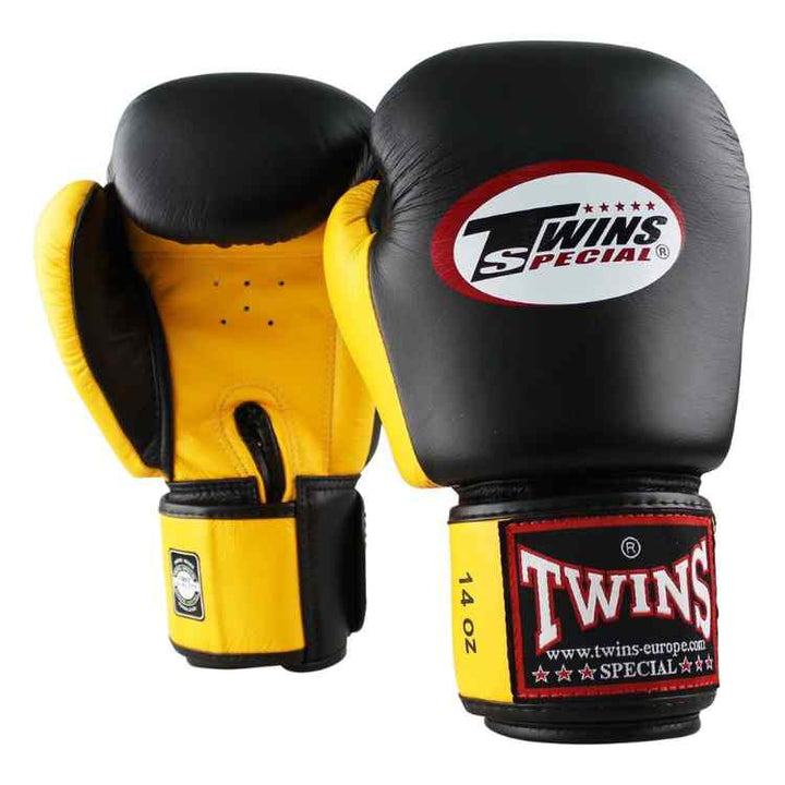 Twins 2 Tone Boxing Gloves - Black/Gold-FEUK