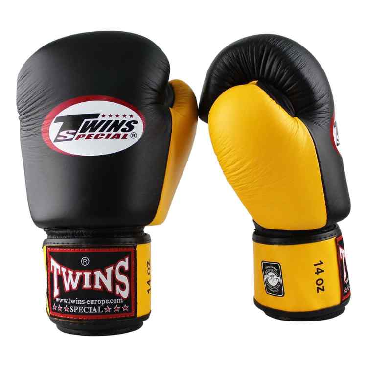 Twins 2 Tone Boxing Gloves - Black/Gold-FEUK